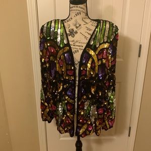 Size 2x Luxury pure silk sequined jacket